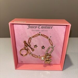 Juicy Couture Gold Charm Bracelet and Star-Studded Earrings Bundle, NIB⭐️